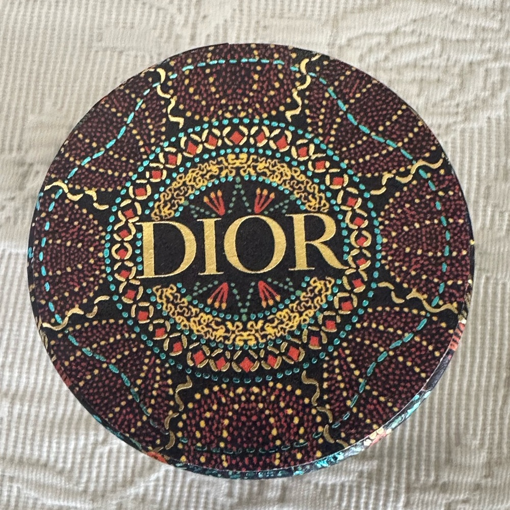 Dior Round Twilly Box in Burgundy, Teal & Gold
